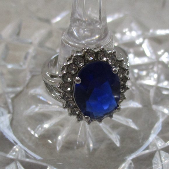 Blue Sapphire Cocktail Ring 6.5 - Picture 9 of 16